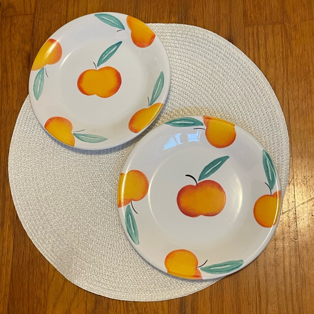 Pier 1 Italian Handpainted Peach Dinner Plates